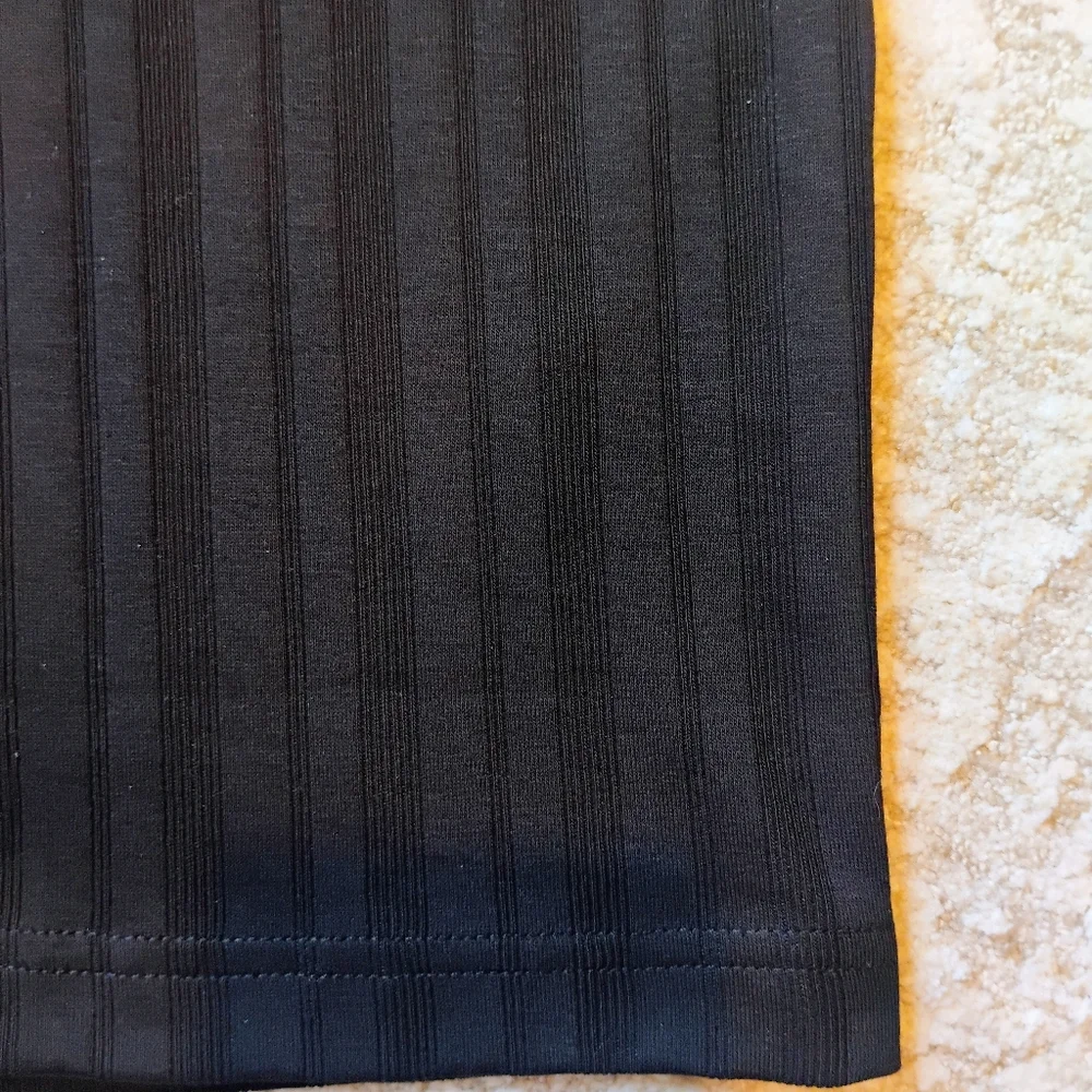 NWT XL Michael Kors Black Tone-on-tone Vertical Textured Stripe Knit Polo Shirt - Picture 7 of 8